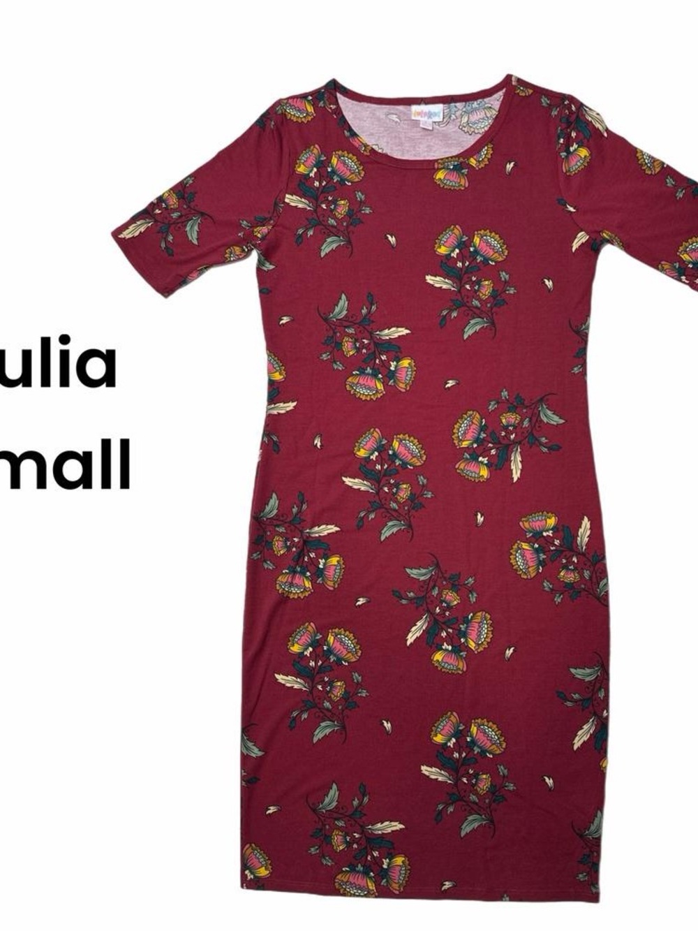 Women’s Lularoe Burgundy Floral Midi Dress Medium - Picture 1 of 1